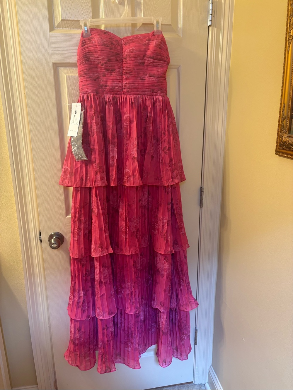 NWT BHLDN Thalia Printed Ruched Square-Neck Ruffle Prom Dress